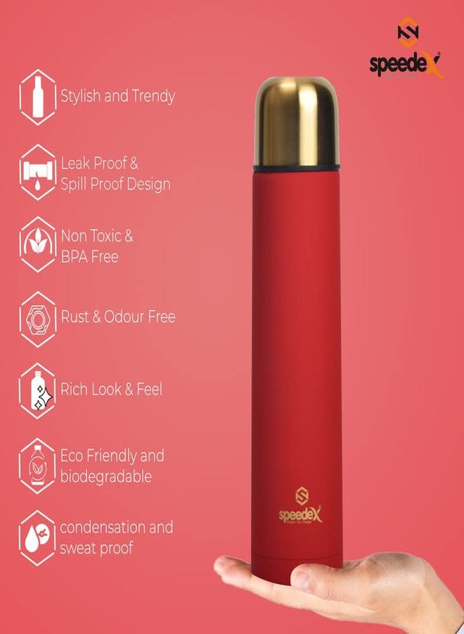 سبيديكس ترمس سبيدكس - 750 مل، معزول بتفريغ الهواء، مصنوع من الفولاذ المقاوم للصدأ، مناسب للأطفال والرجال والنساء - ترمس مثالي للمدرسة والمكتب والسفر، لحفظ المشروبات الساخنة والباردة - لون أحمر - Image 2